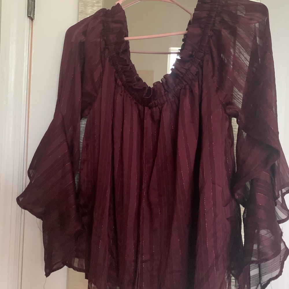 Forever 21 Burgundy Off-Shoulder Blouse